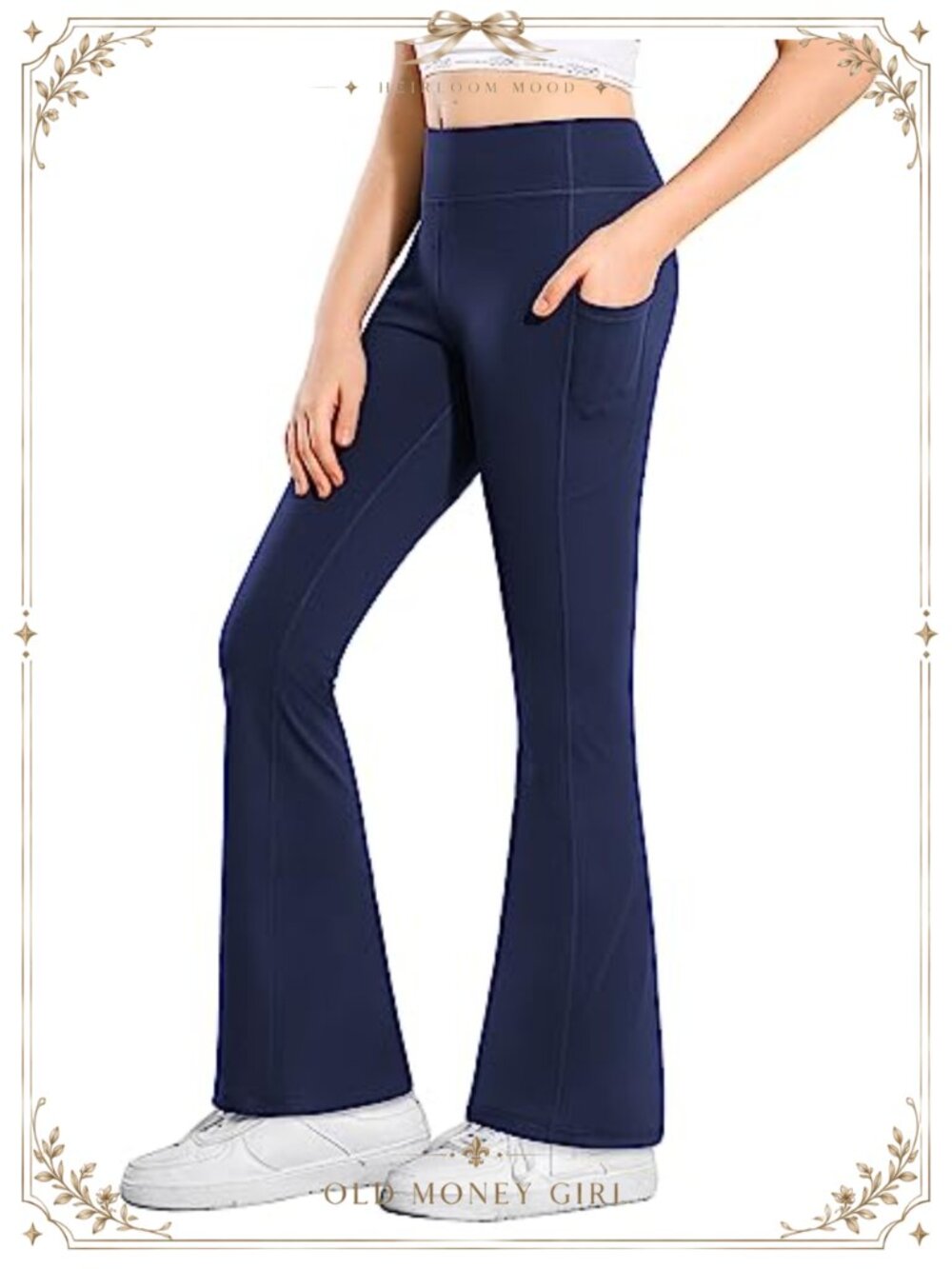 Girls Flare Leggings with Pockets High Waisted Yoga Pants